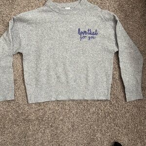 Gray Embroidered Sweater "love that for you"